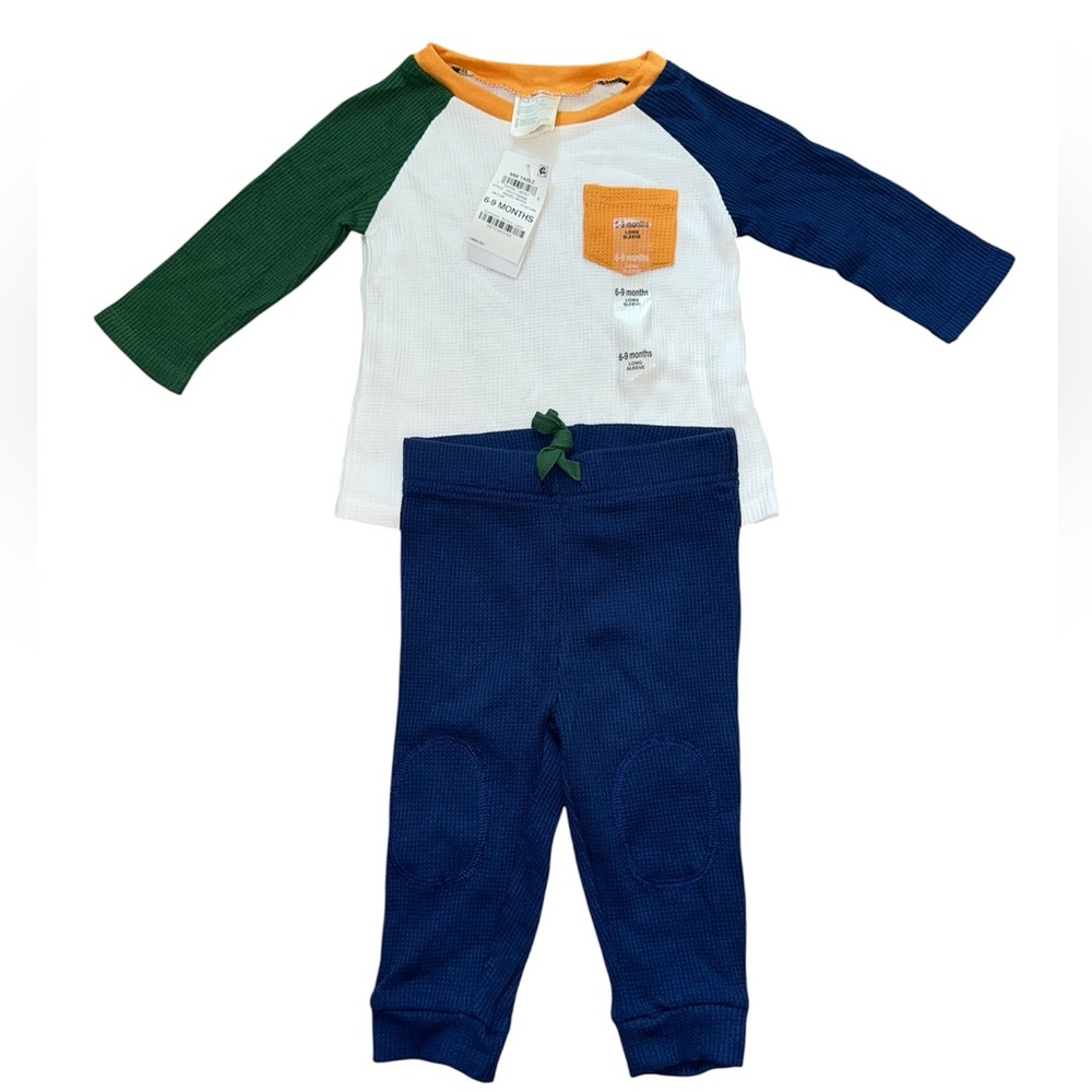 First Impressions Waffle Color Block Long Sleeve Matching Set Outfit